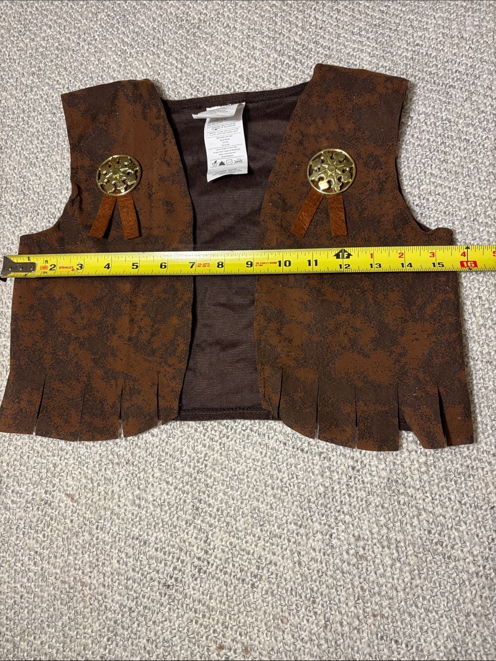 Kids Black & Tan Chaps and Brown Western Fringe Vest Costume Set - Picture 9 of 11